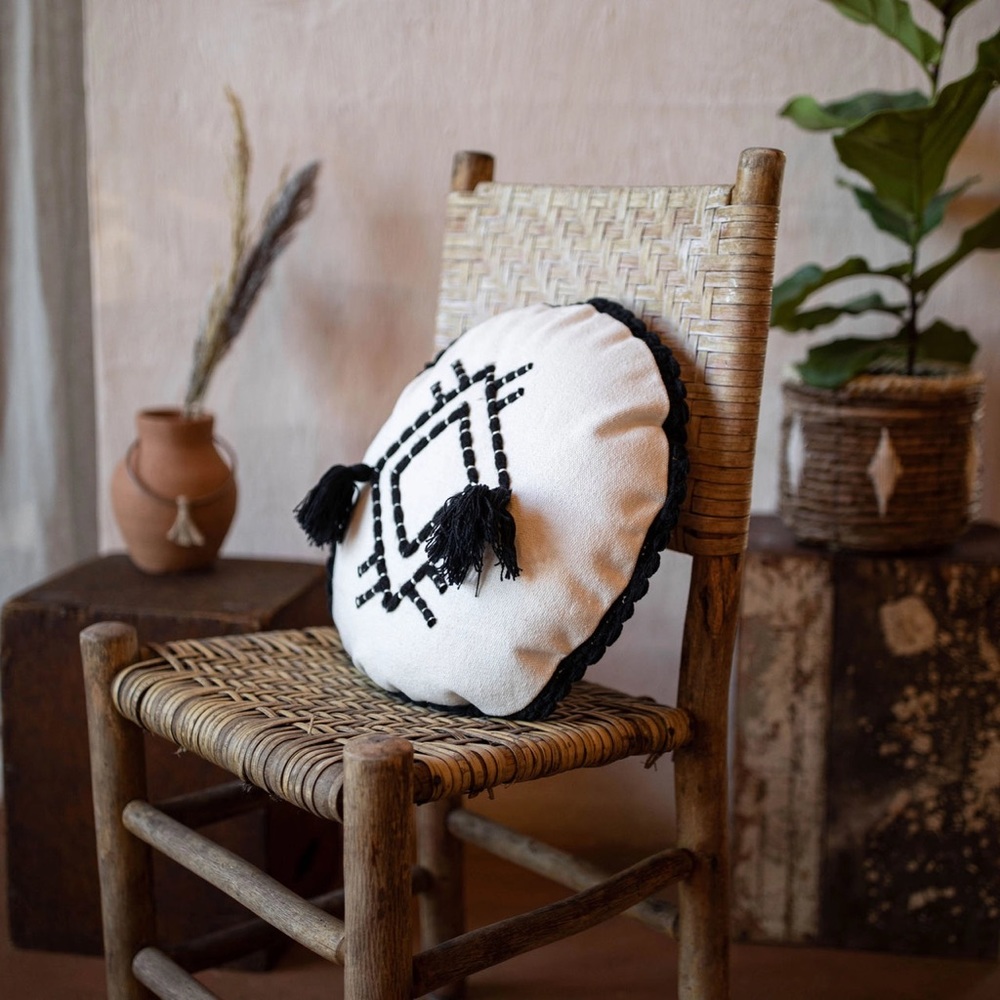 Round Boho Throw Pillow
